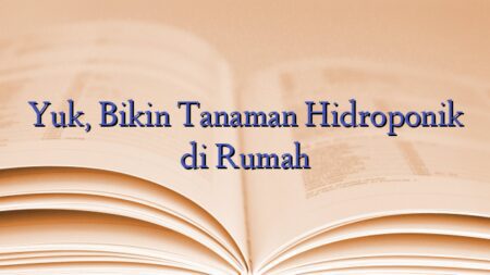 Yuk, Bikin Tanaman Hidroponik di Rumah